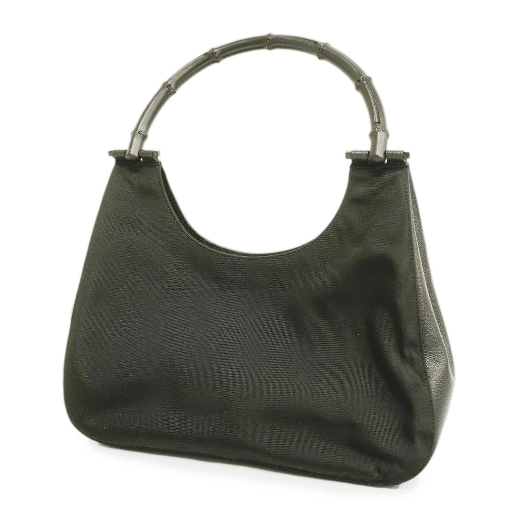GUCCI  Bamboo Handbag 001 3739 Women's Nylon,Leather Handbag Black