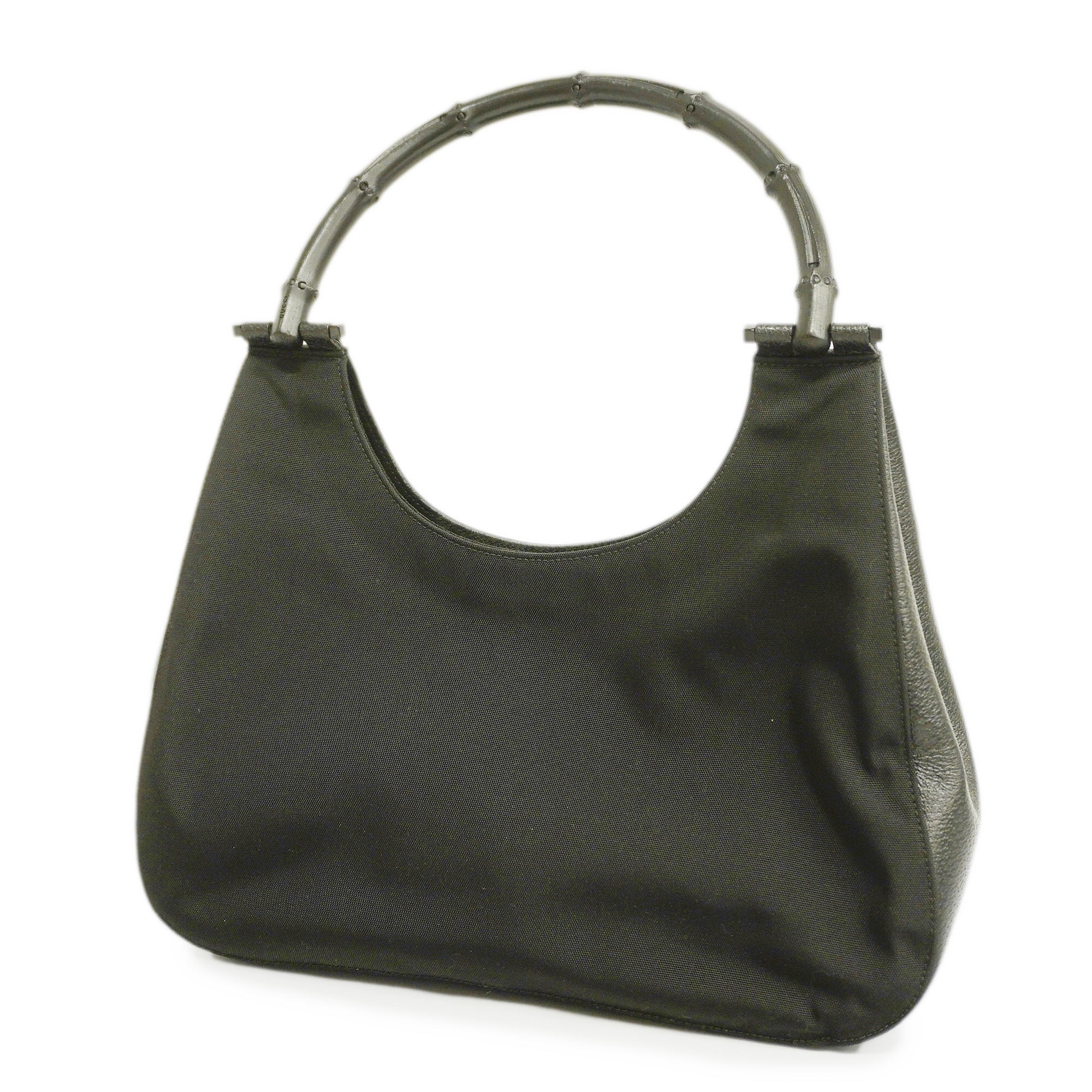 GUCCI  Bamboo Handbag 001 3739 Women's Nylon,Leather Handbag Black
