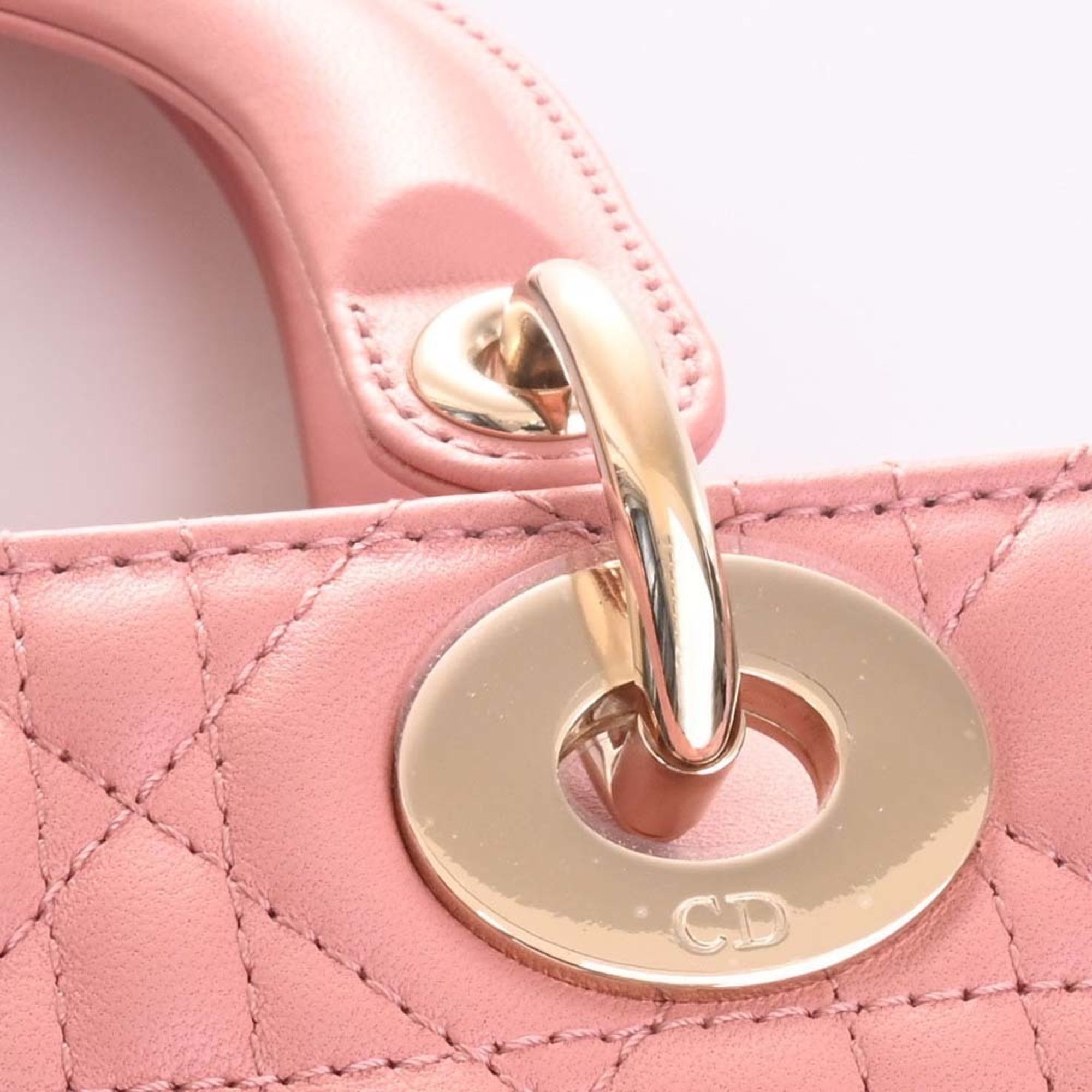 CHRISTIAN DIOR MY ABC DIOR My Lady Cannage Leather Handbag Pink Ladies
