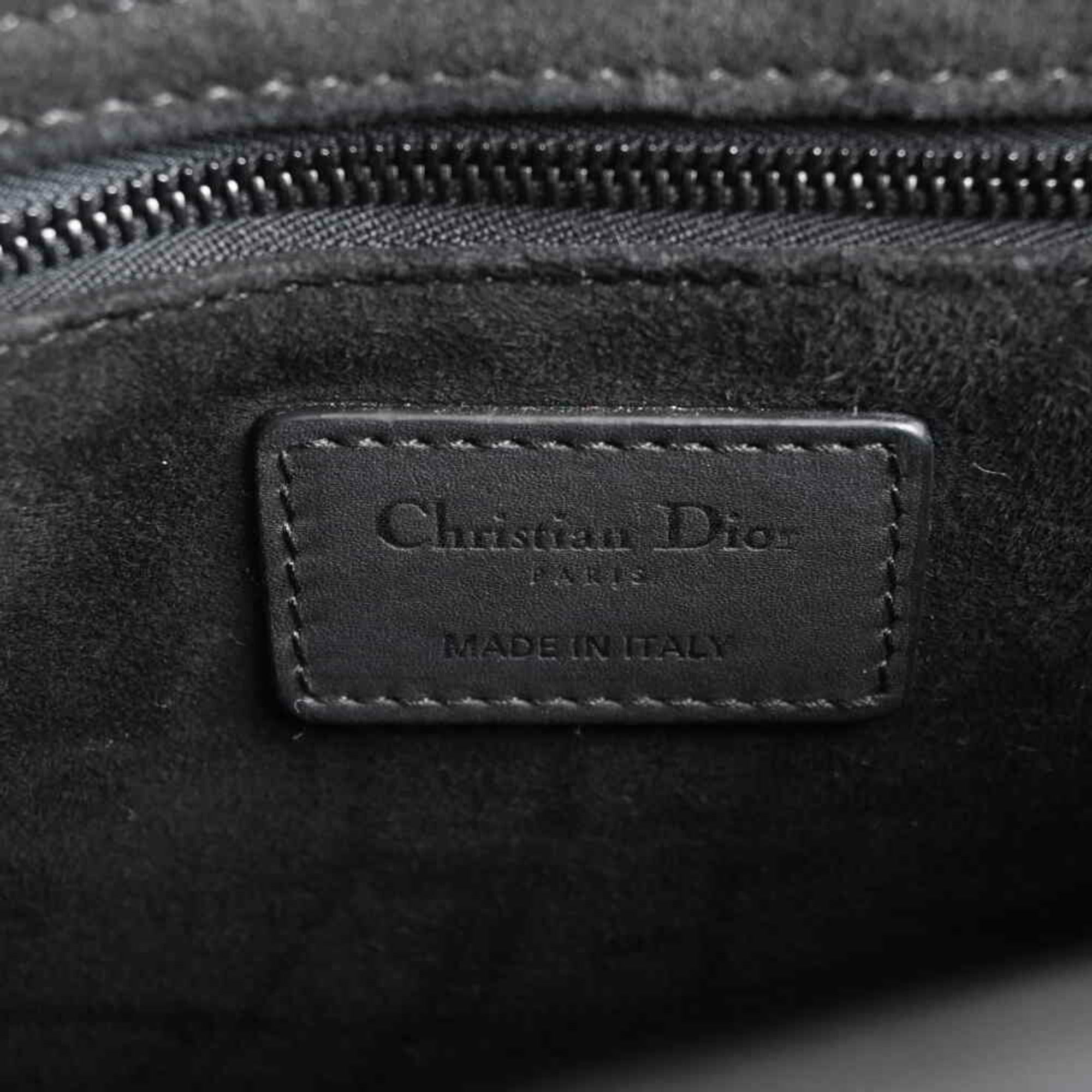 Christian Dior Lady Cannage Ultra Matte Leather Handbag Black