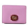 Gucci Mini Wallet/Coin Case GUCCI Folding Wallet 499783 GG Marmont Rhinestone Rose Pink
