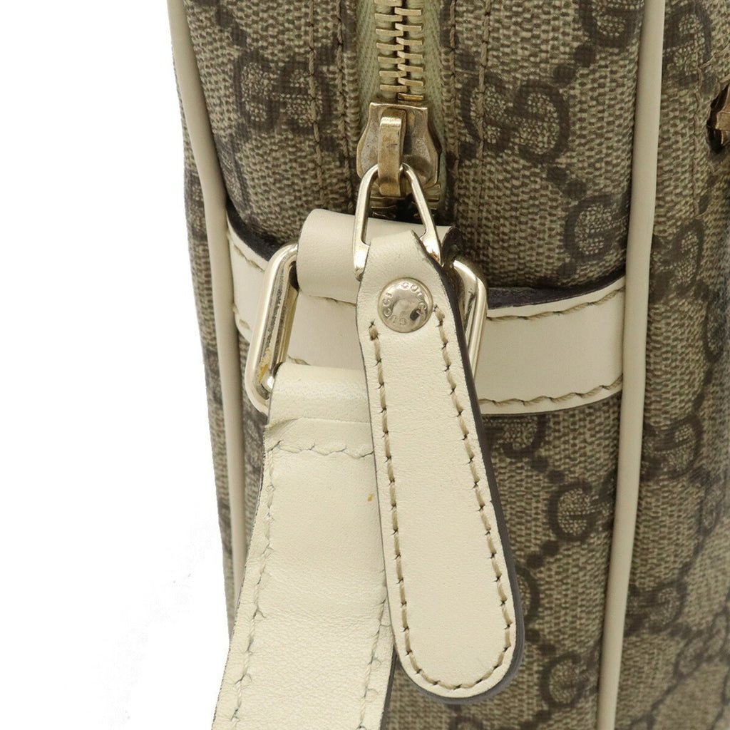 GUCCI GG Plus Supreme Shoulder Bag Pochette PVC Leather Khaki Beige Brown Ivory 233268