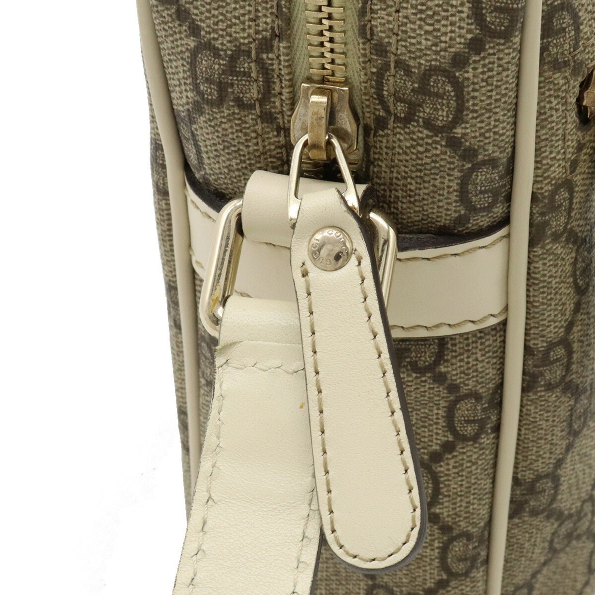 GUCCI GG Plus Supreme Shoulder Bag Pochette PVC Leather Khaki Beige Brown Ivory 233268