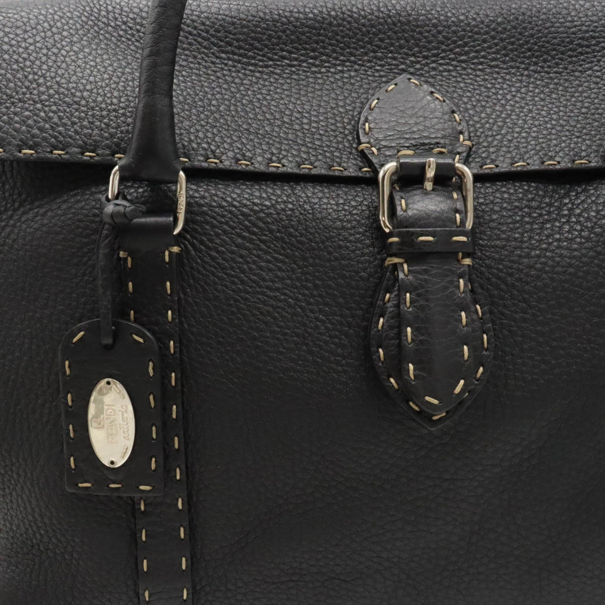 FENDI Selleria tote bag shoulder leather black 8BR388