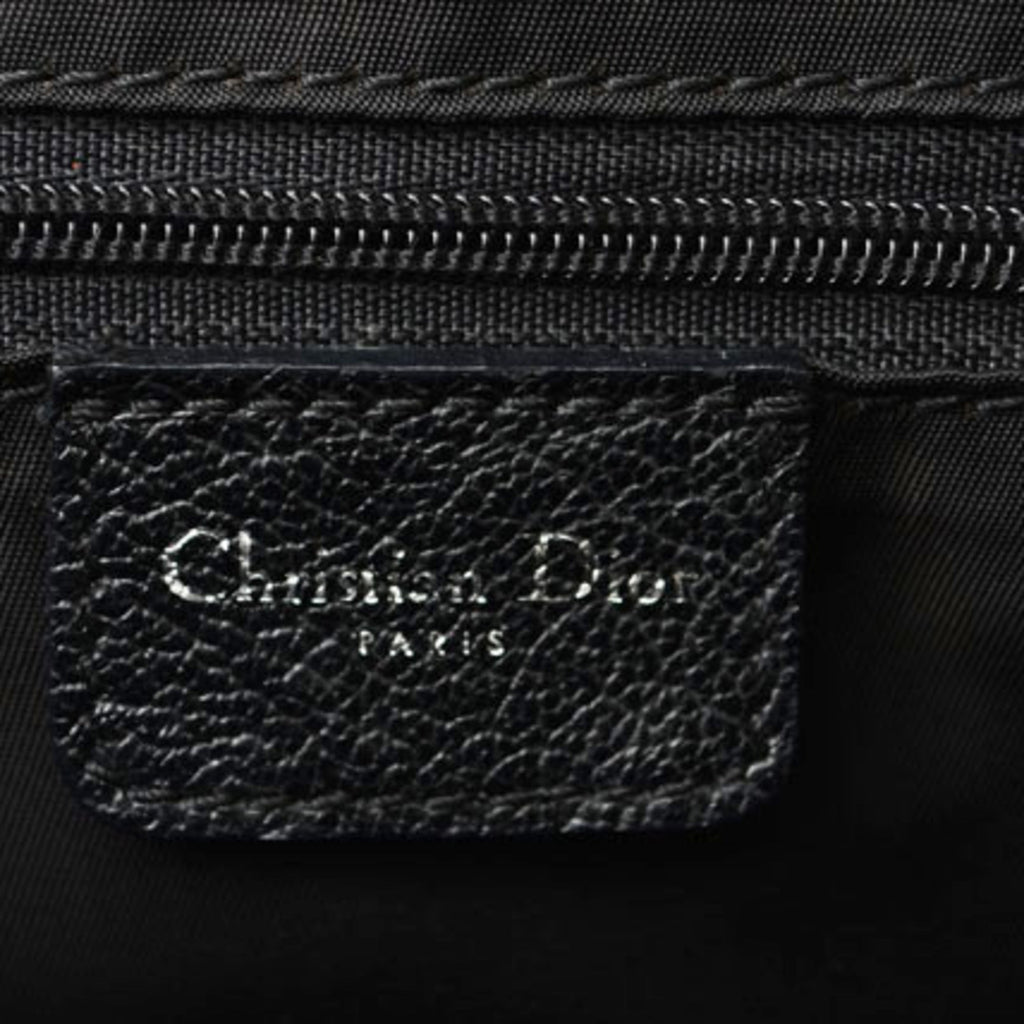 CHRISTIAN DIOR Tote Bag Embroidered Trotter Flower Embroidery Black
