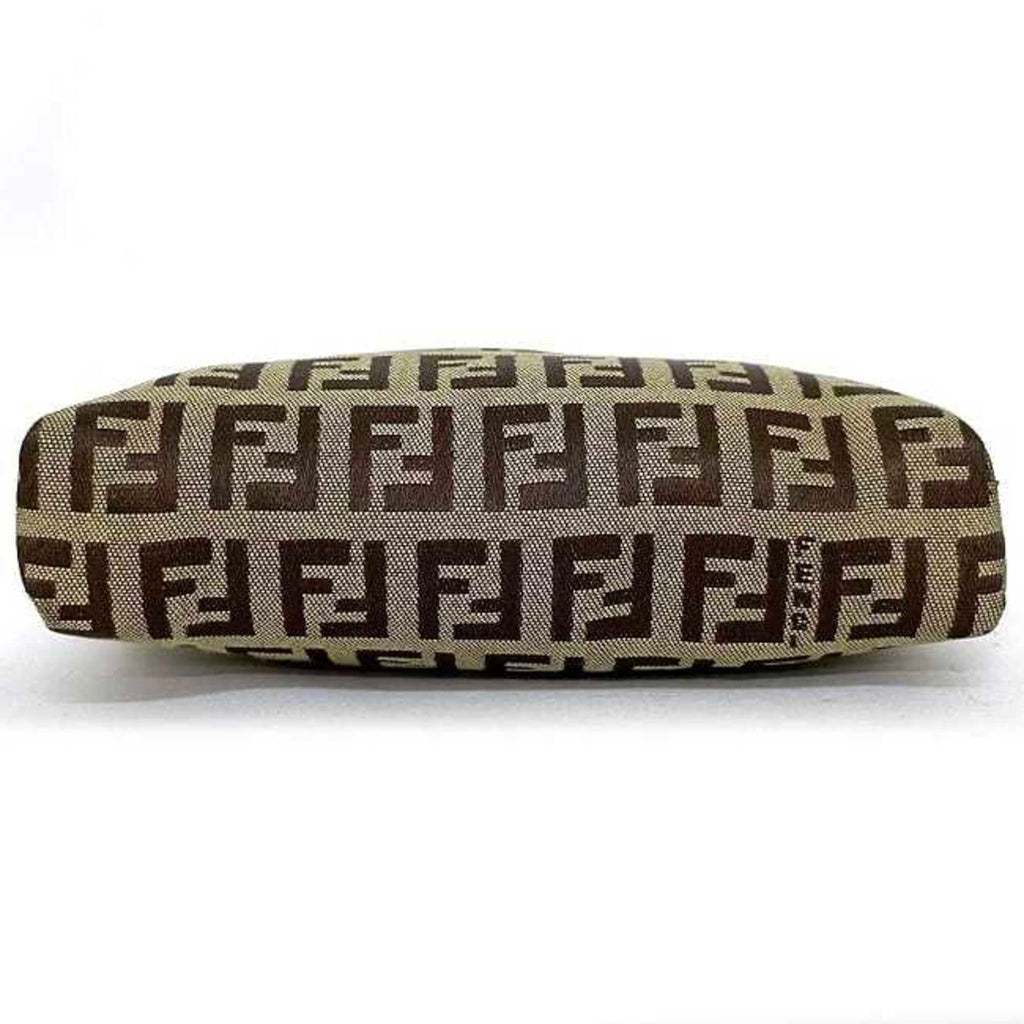 FENDI Pouch Beige Brown Zucchino 7N0003 Canvas Leather  FF Women's