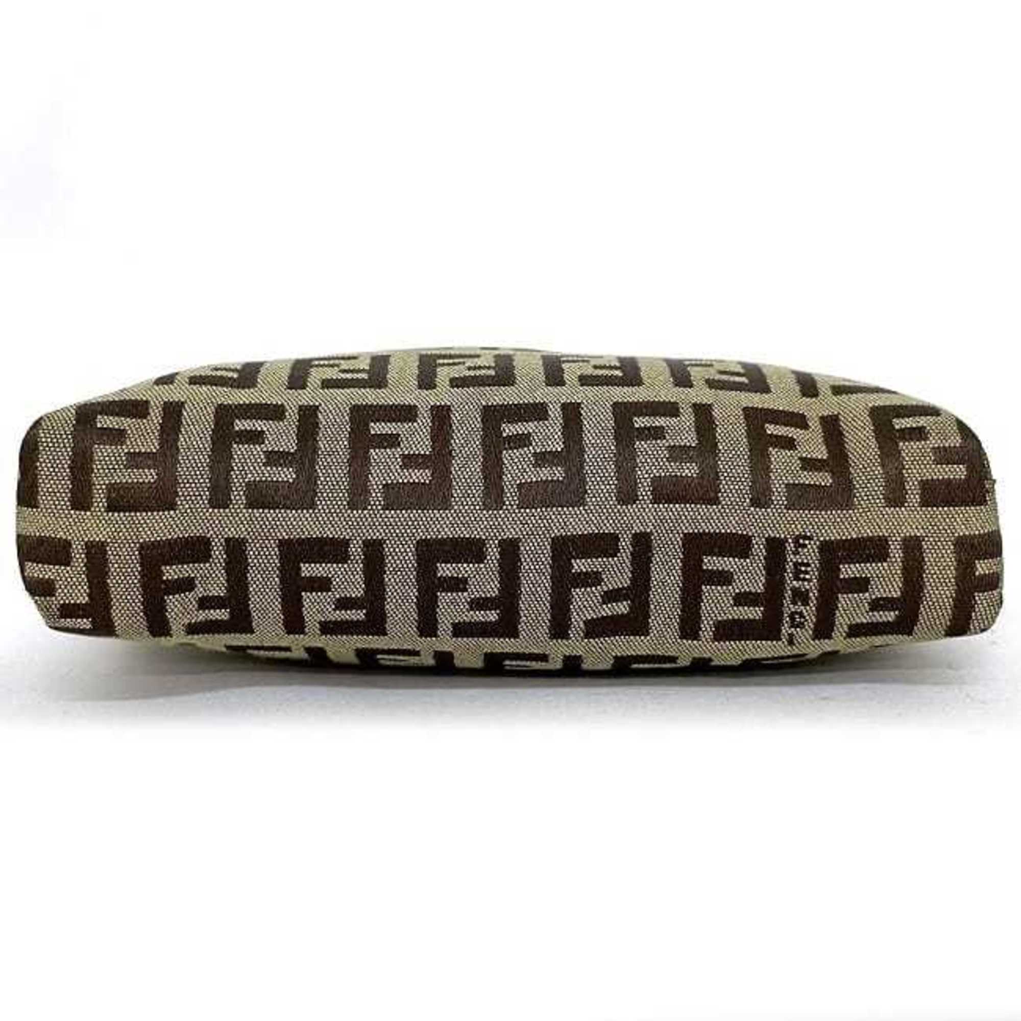 FENDI Pouch Beige Brown Zucchino 7N0003 Canvas Leather  FF Women's