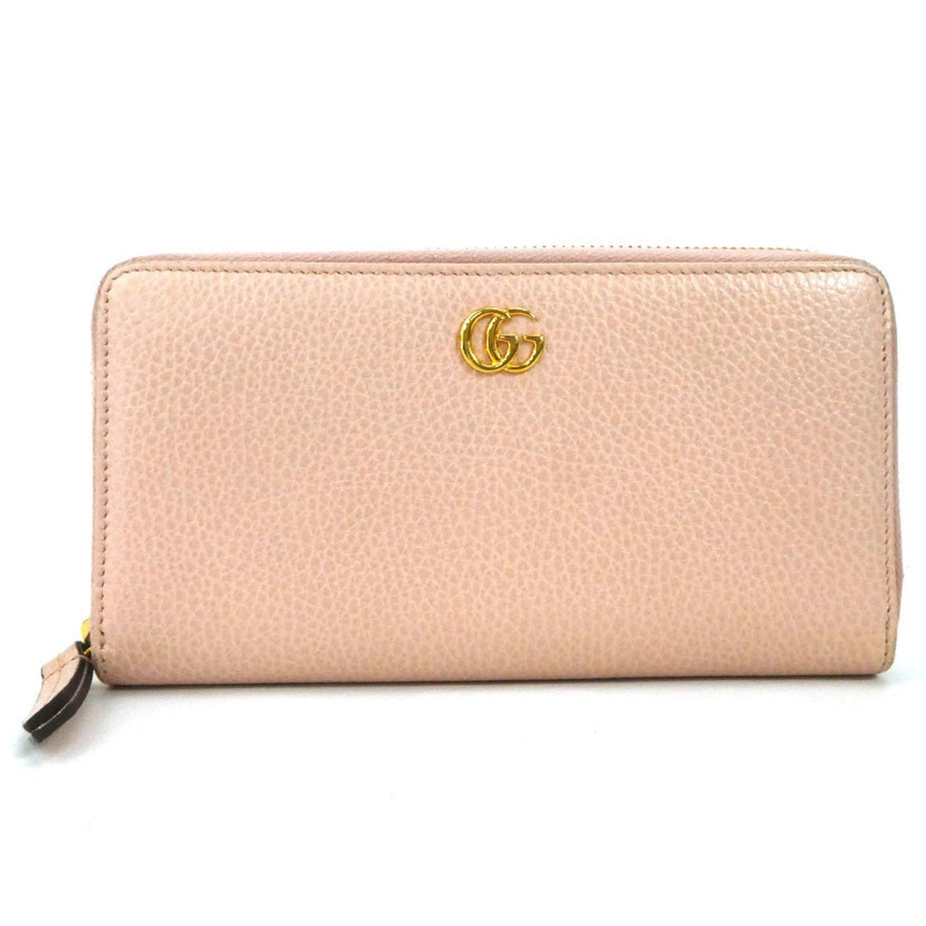 GUCCI Round Zipper Long Wallet GG Marmont Leather Light Pink Women's 456117 55159i