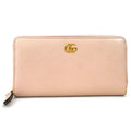 GUCCI Round Zipper Long Wallet GG Marmont Leather Light Pink Women's 456117 55159i