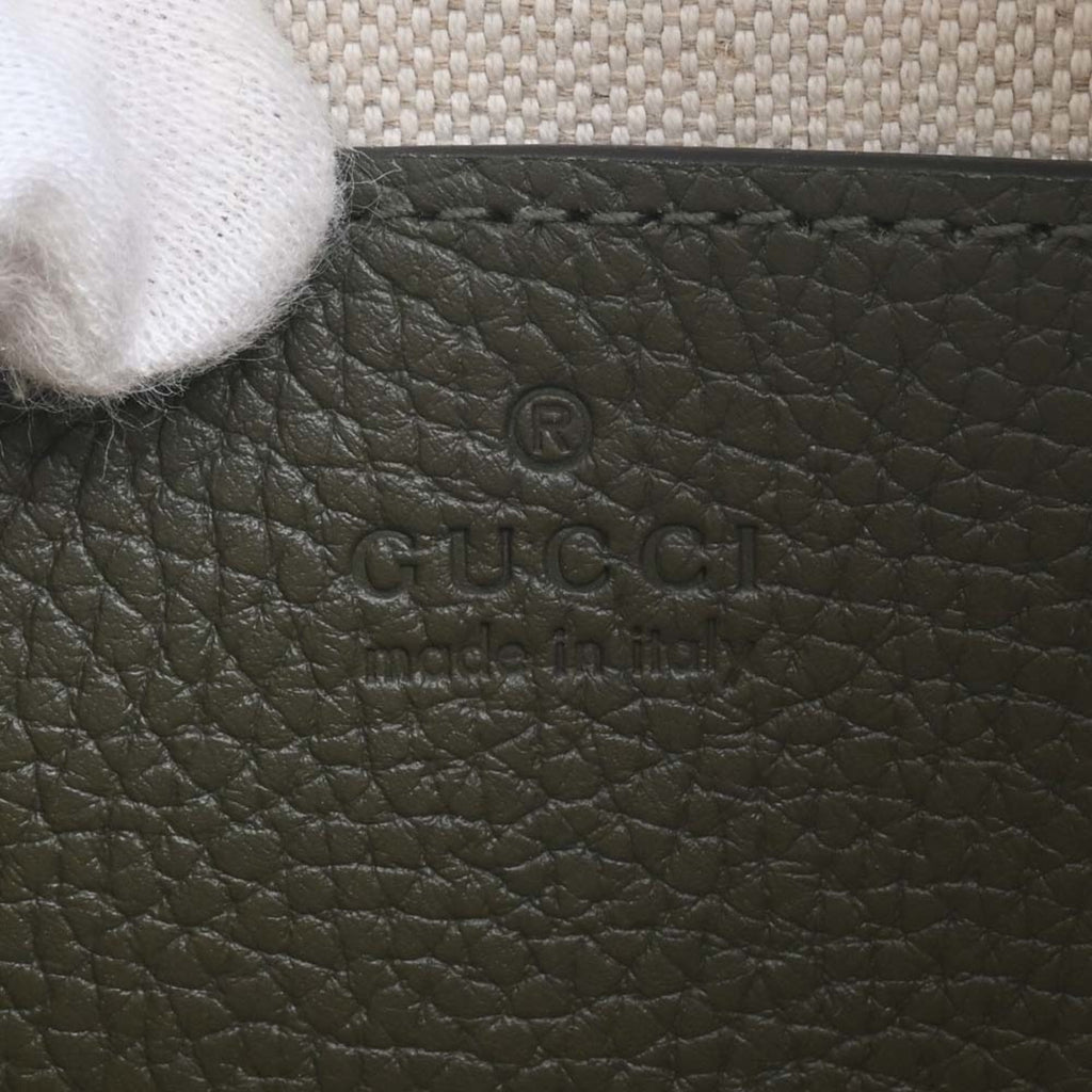 GUCCI Jumbo GG Leather Duffel Bag Handbag 725292 Khaki Women's