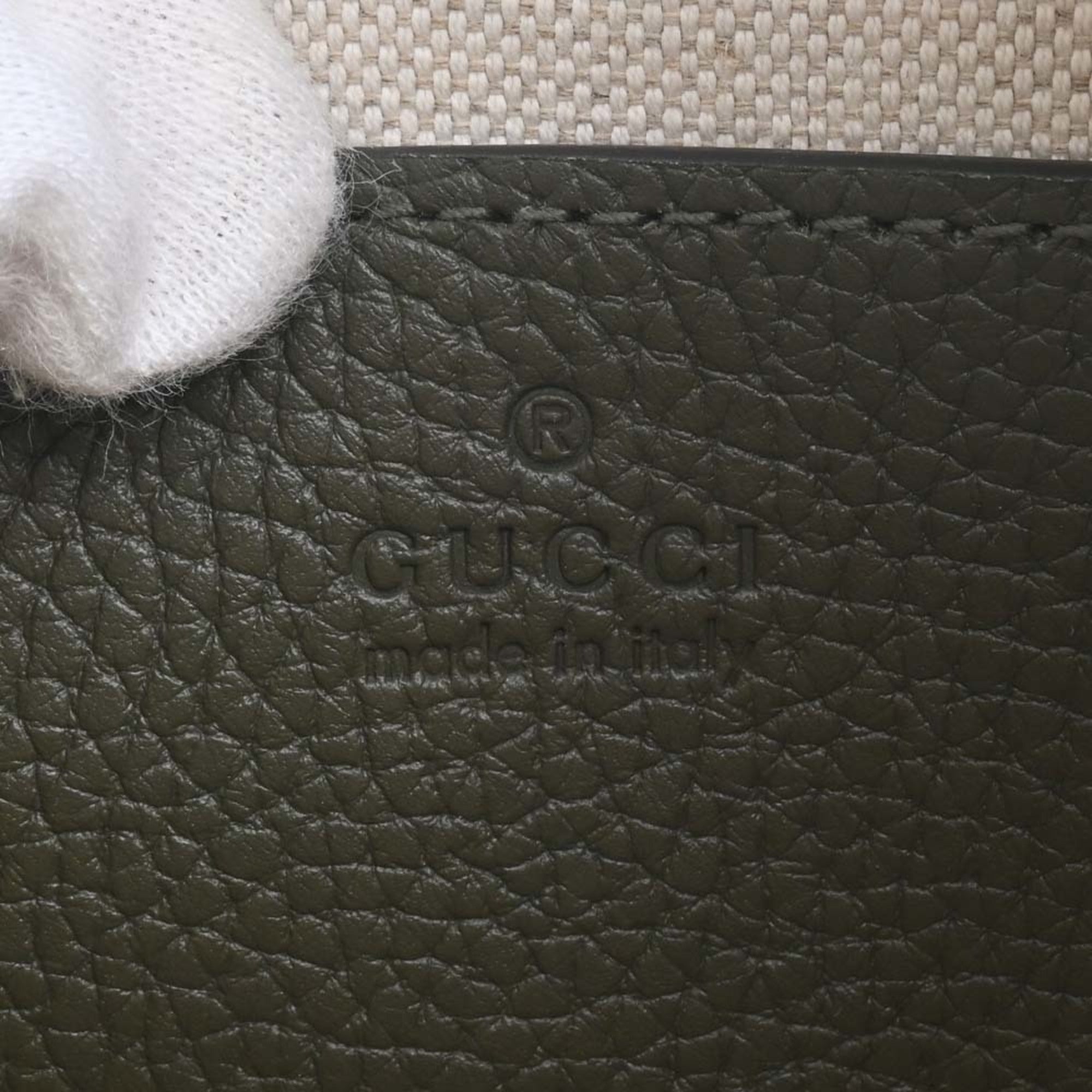 GUCCI Jumbo GG Leather Duffel Bag Handbag 725292 Khaki Women's