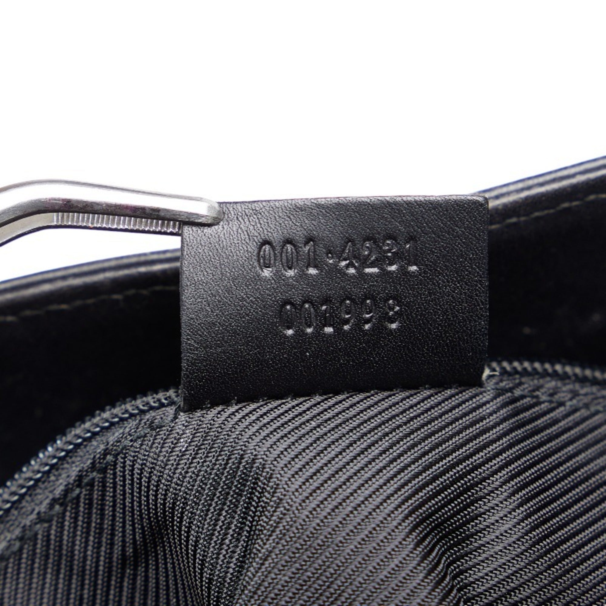 GUCCI GG canvas handbag one shoulder bag 001 4231 black leather ladies