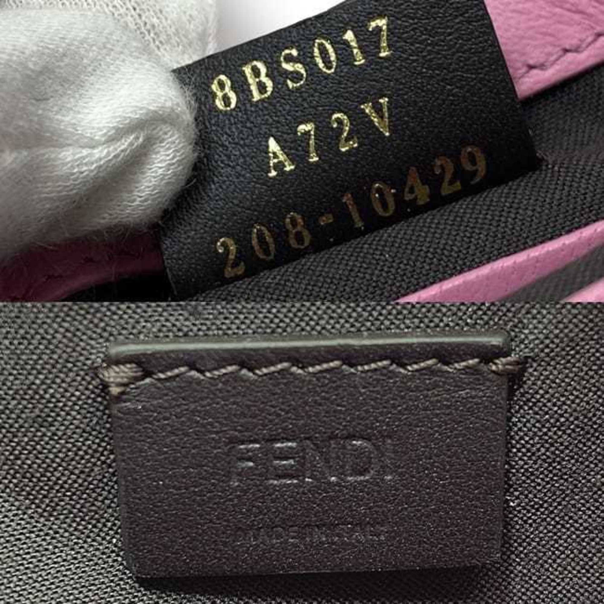 FENDI Baguette Small Pink Gold 8BS017 Leather GP  Shoulder Bag FF Embossed Ladies Chain