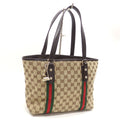 GUCCI Handbag Women's Brown Beige GG Canvas 137396 Tote Sherry Webbing Line