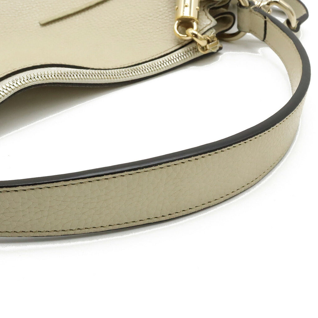 GUCCI Soho Interlocking G Tassel Shoulder Bag Handbag Leather Ivory 408825