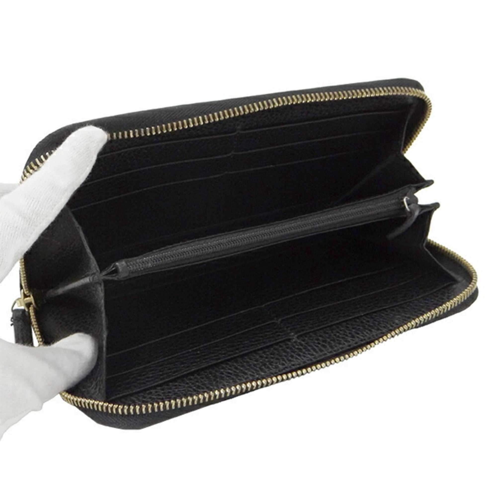 GUCCI Wallet Men's Long Leather Black 449347 Round