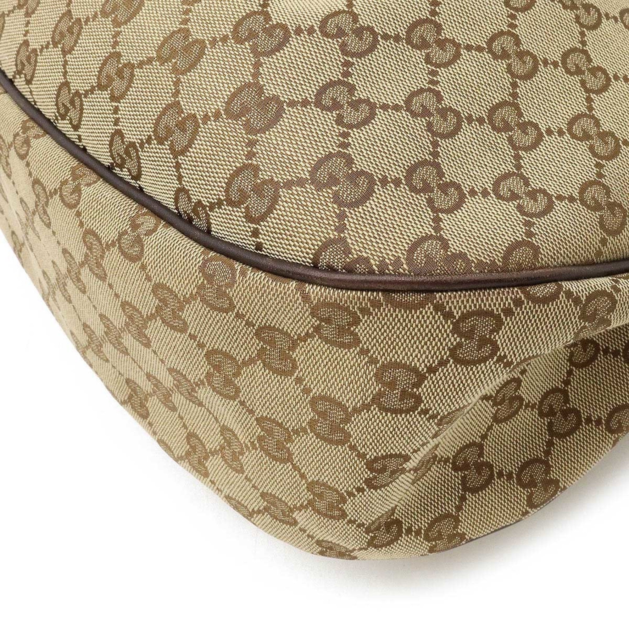 GUCCI Sookie GG Canvas Shoulder Bag Leather Khaki Beige Dark Brown 232955