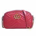 GUCCI GG Marmont Leather Chain Shoulder Bag 447632 Red Women's