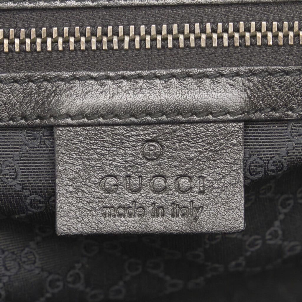 GUCCI Charm Handbag 92726 Black Canvas Leather Women's