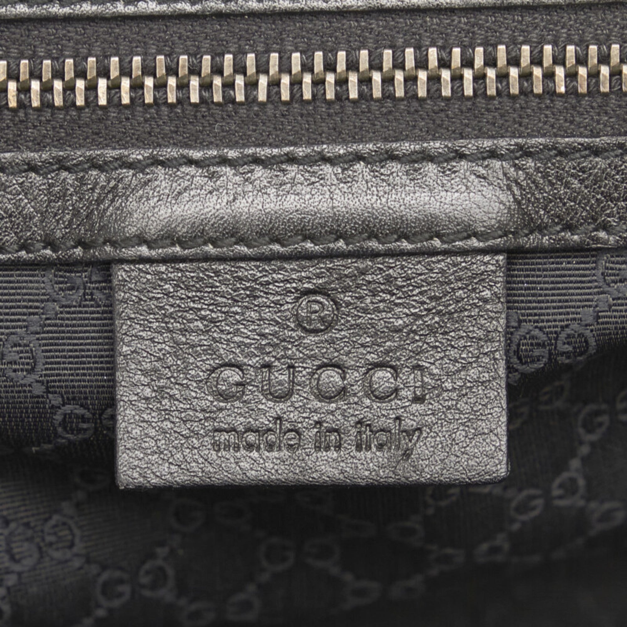 GUCCI Charm Handbag 92726 Black Canvas Leather Women's