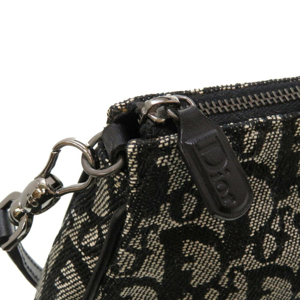 CHRISTIAN DIOR Saddle Pouch Trotter Canvas Black Handbag