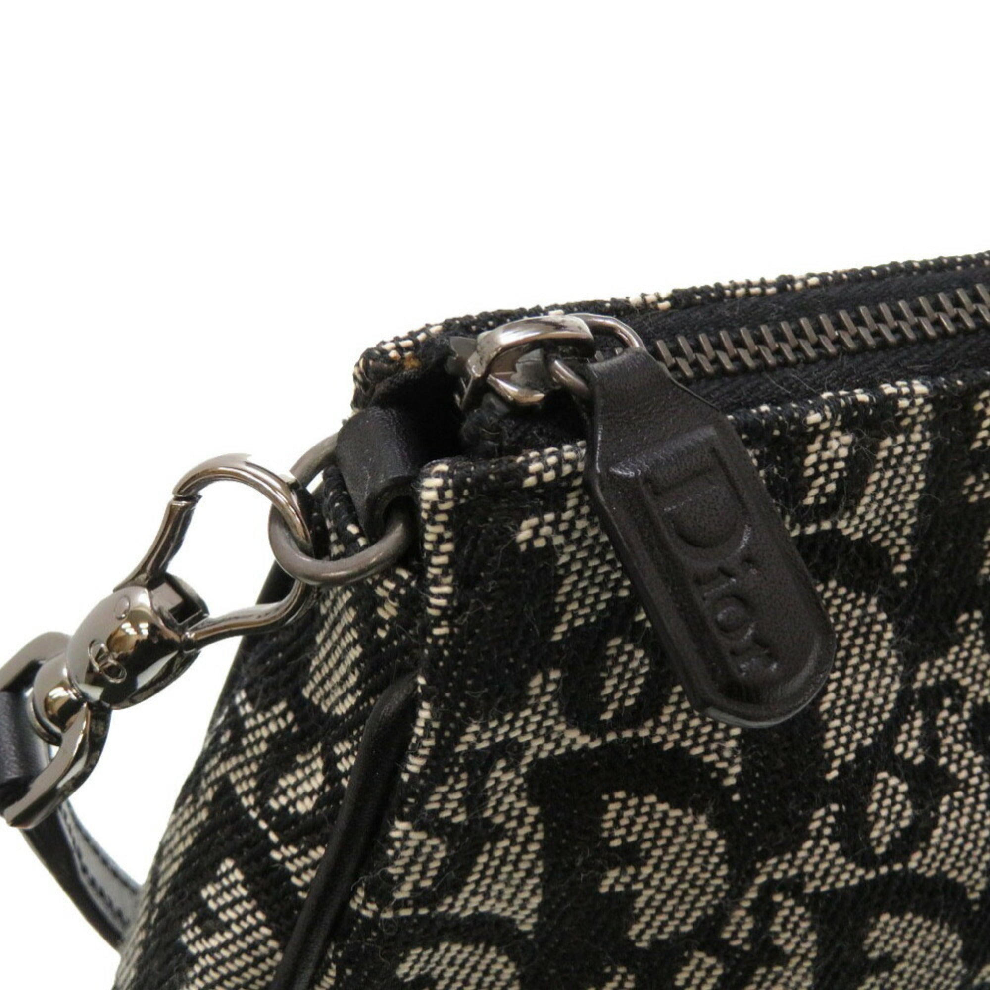 CHRISTIAN DIOR Saddle Pouch Trotter Canvas Black Handbag