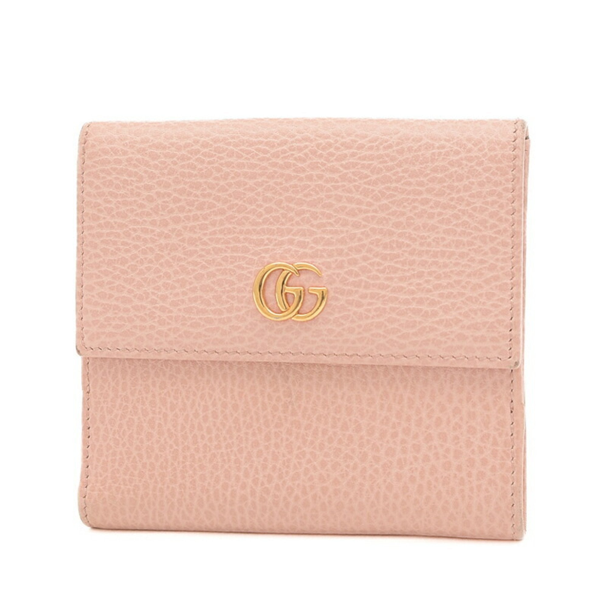 GUCCI GG Marmont Compact Wallet Leather Pink 456122