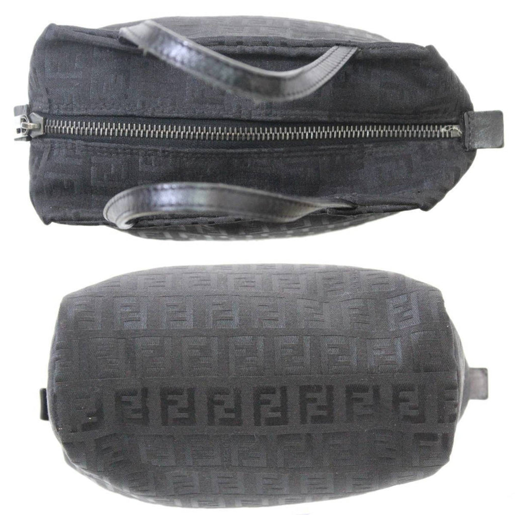 FENDI Handbag Zucchino Black 2220-028 Jacquard Leather