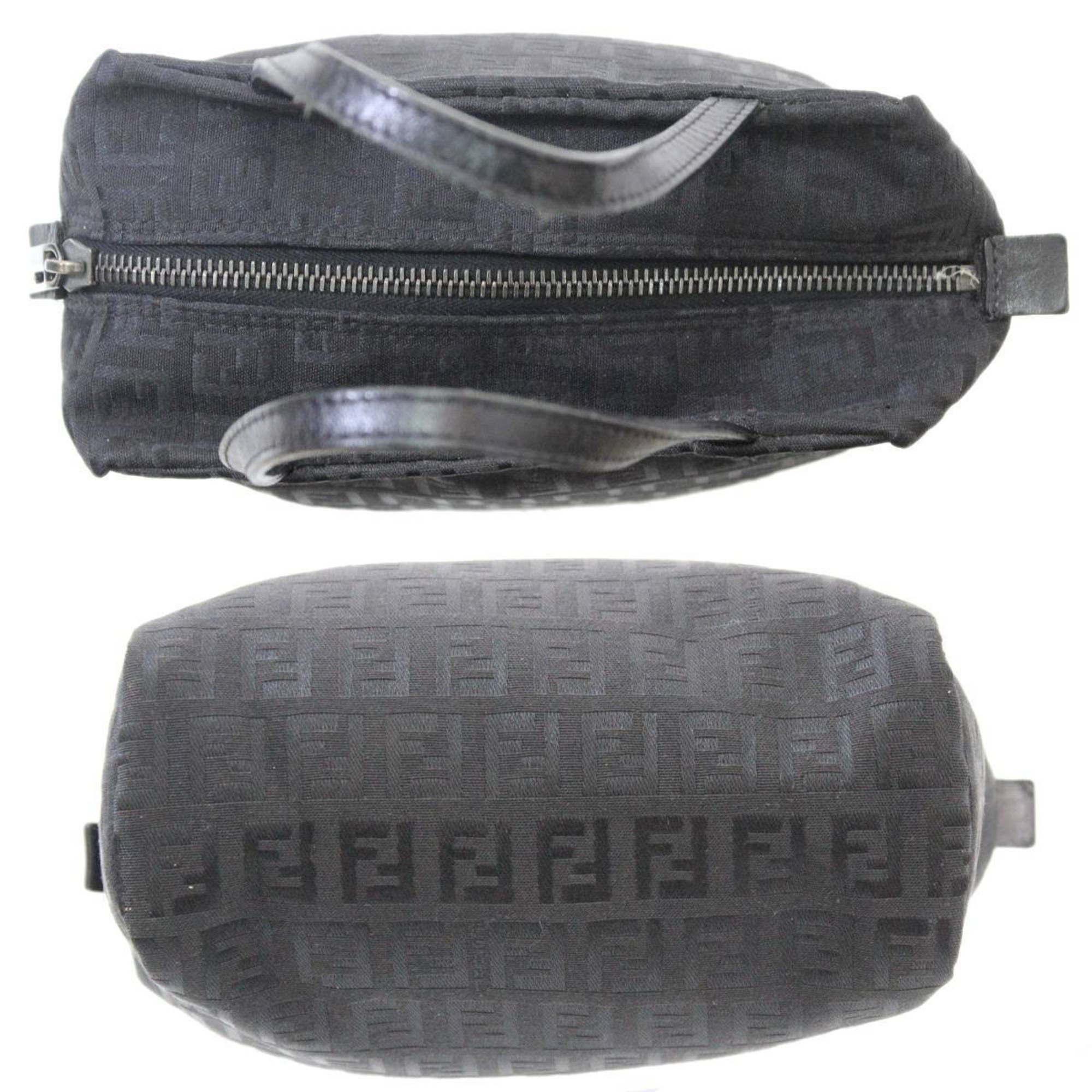 FENDI Handbag Zucchino Black 2220-028 Jacquard Leather