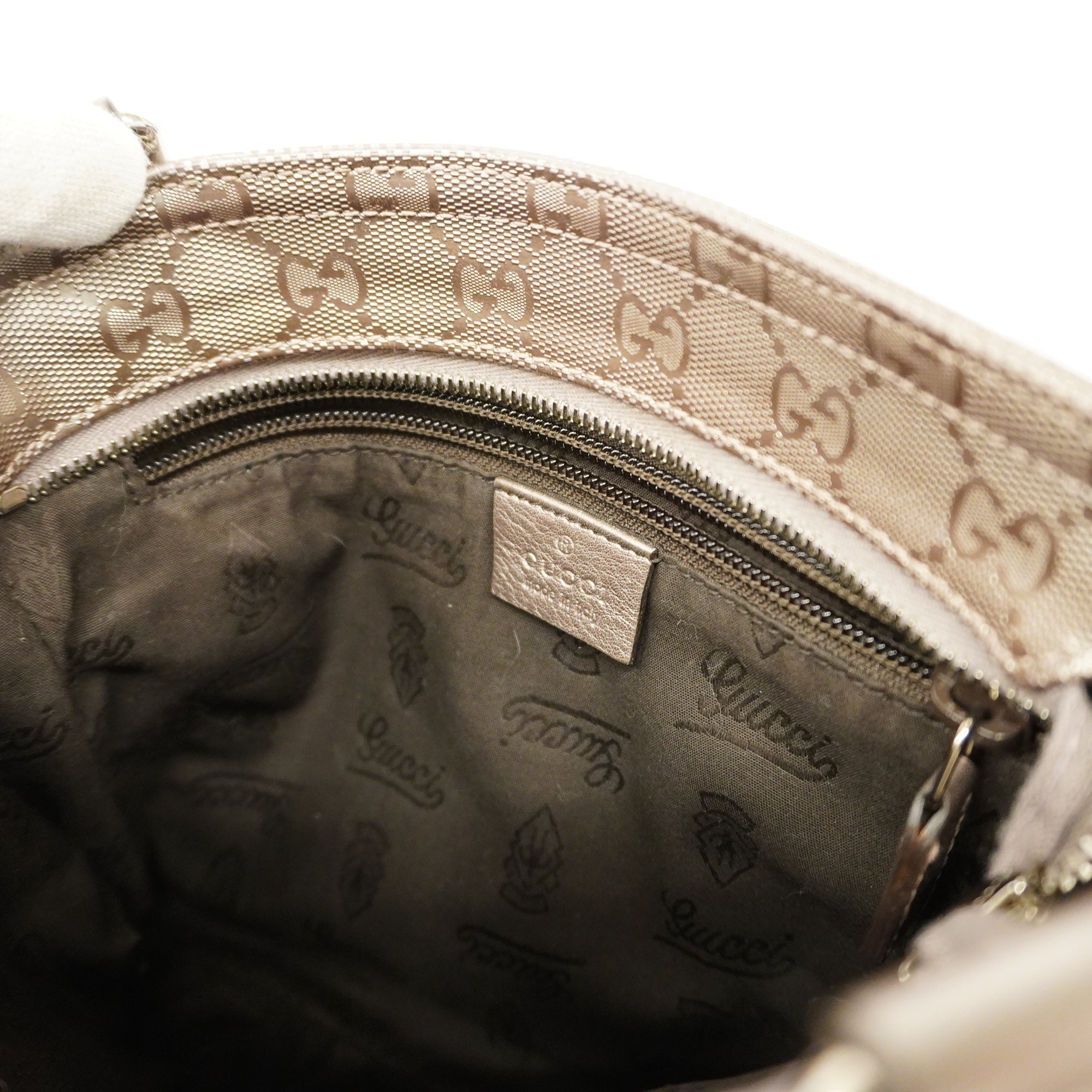 GUCCI  GG Imprime 201538 Women's Leather Shoulder Bag Gray