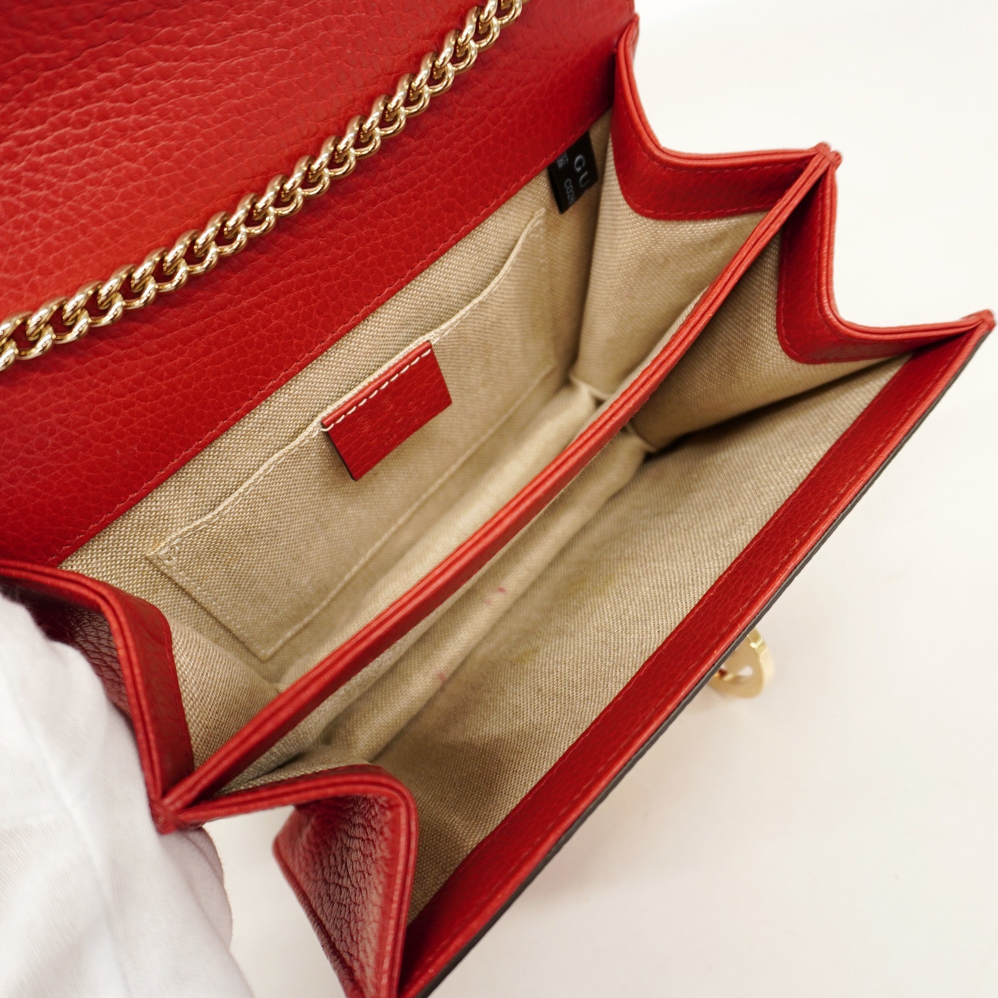 GUCCI  Interlocking G 510304 Women's Leather Shoulder Bag Red Color