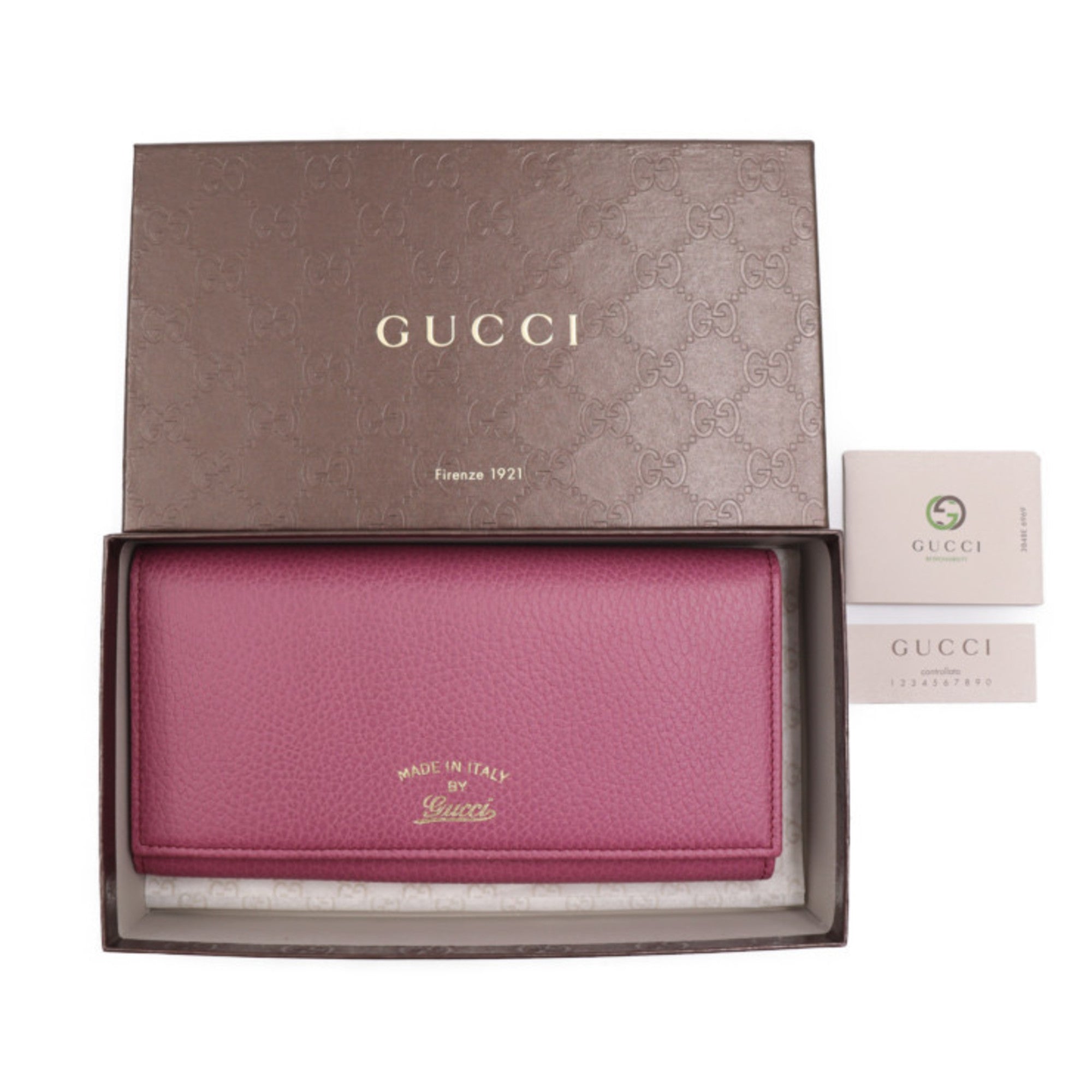 GUCCI Swing Continental Wallet Bifold 354498 Leather Purple Smoke Blue Gold Hardware Long