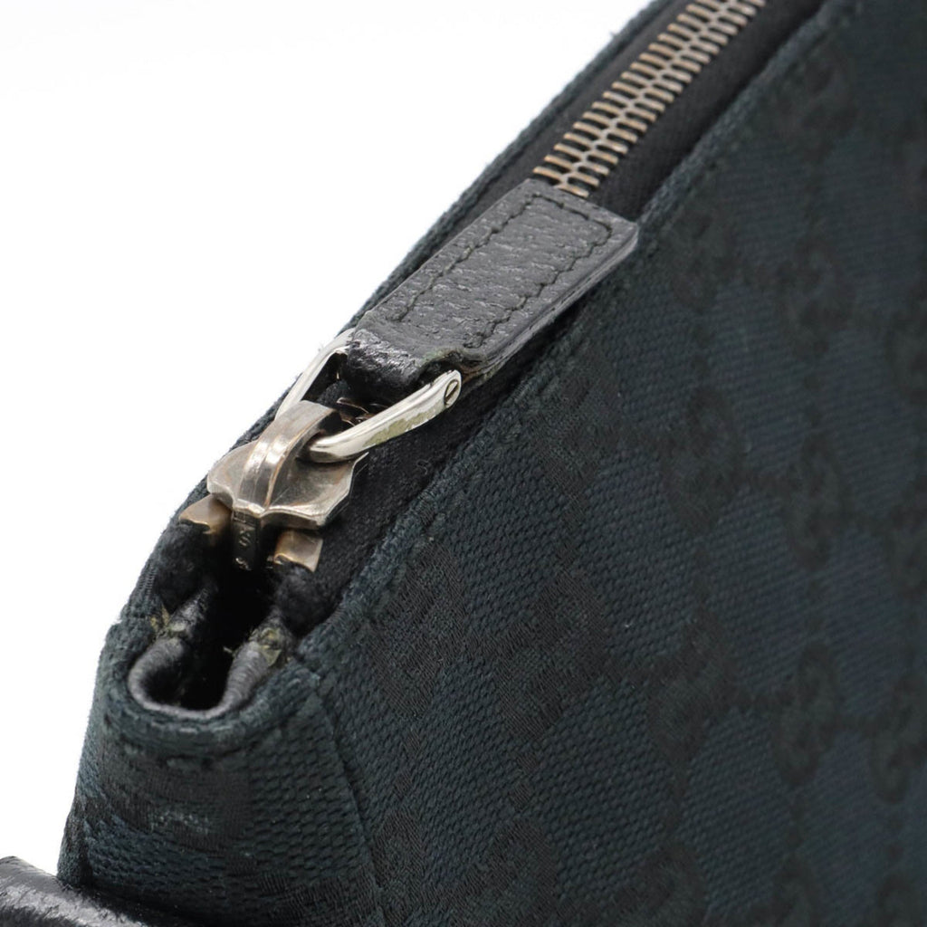 GUCCI GG Canvas Shoulder Bag Leather Black 114273