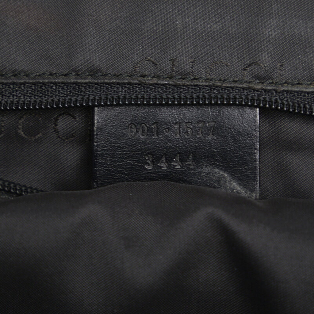 GUCCI Bamboo Handbag One Shoulder Bag 001 1577 Black Canvas Leather Women's