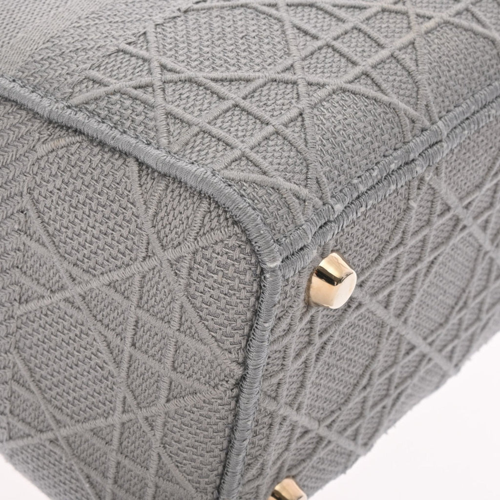 CHRISTIAN DIOR LADY D-LITE Medium Gray Ladies Canage Embroidered Handbag