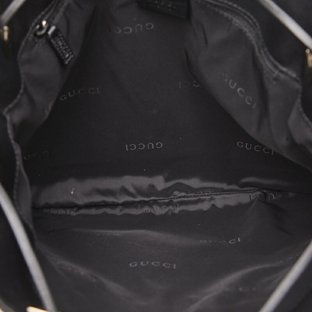 GUCCI GG Canvas One Shoulder Bag 001 4021 Black Leather Women's