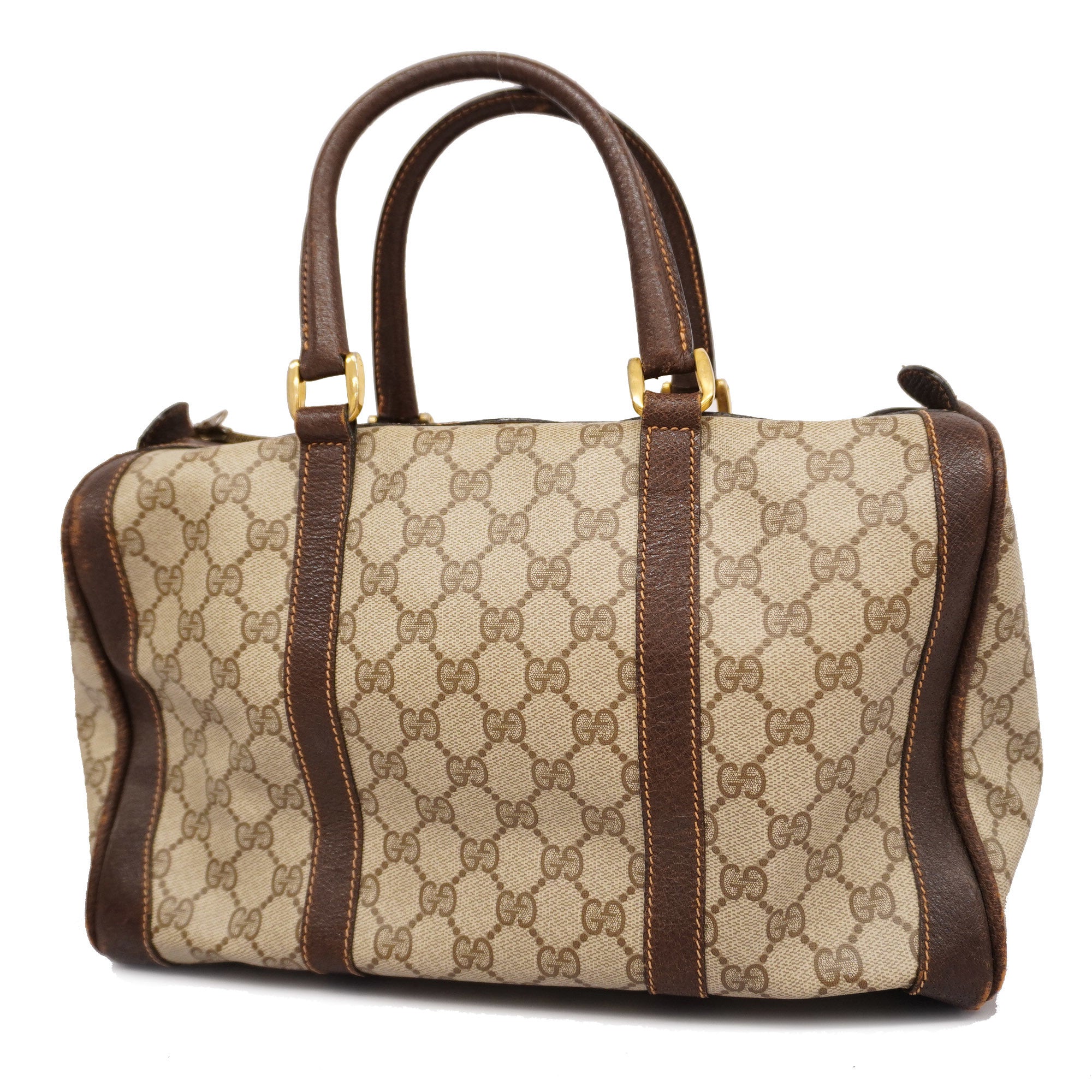 GUCCI  GG Supreme GG Supreme 98 002 468 Women's PVC,Leather Handbag Beige