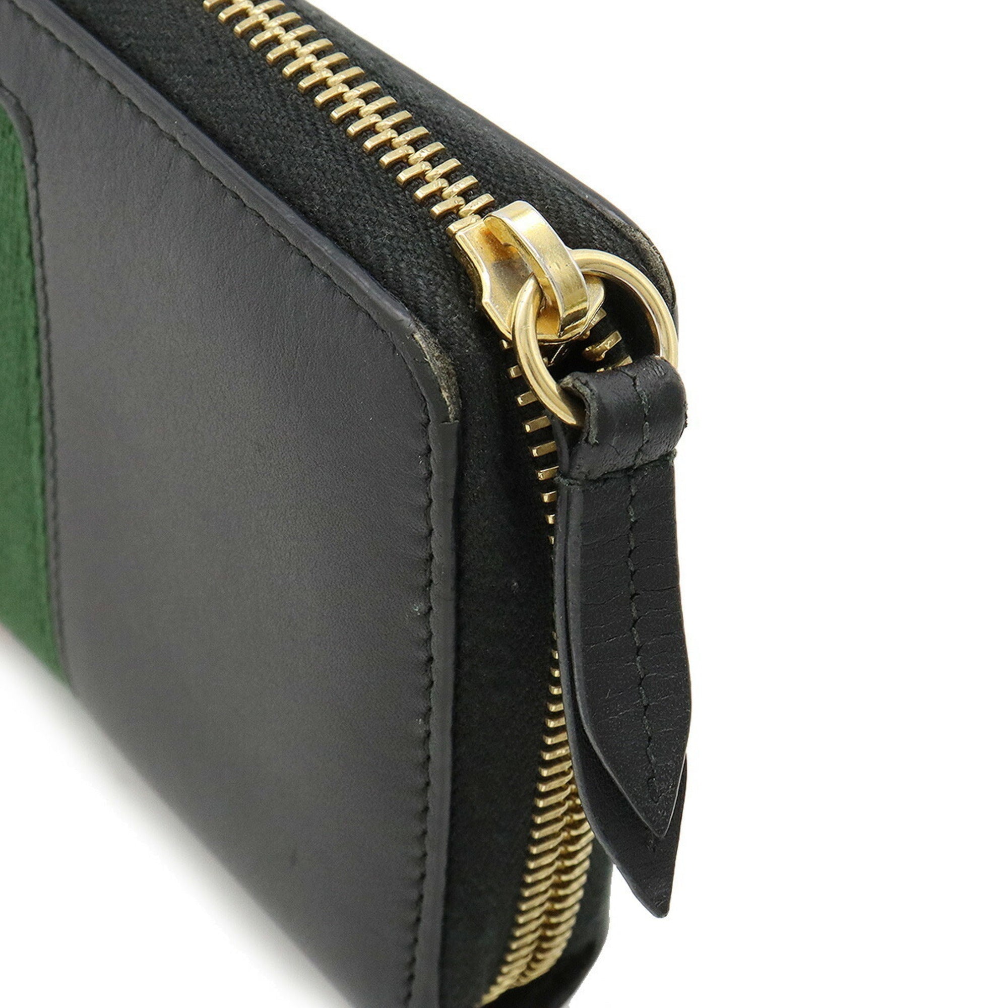 GUCCI SYLVIE Zip Around Round Long Wallet Leather Black 476083