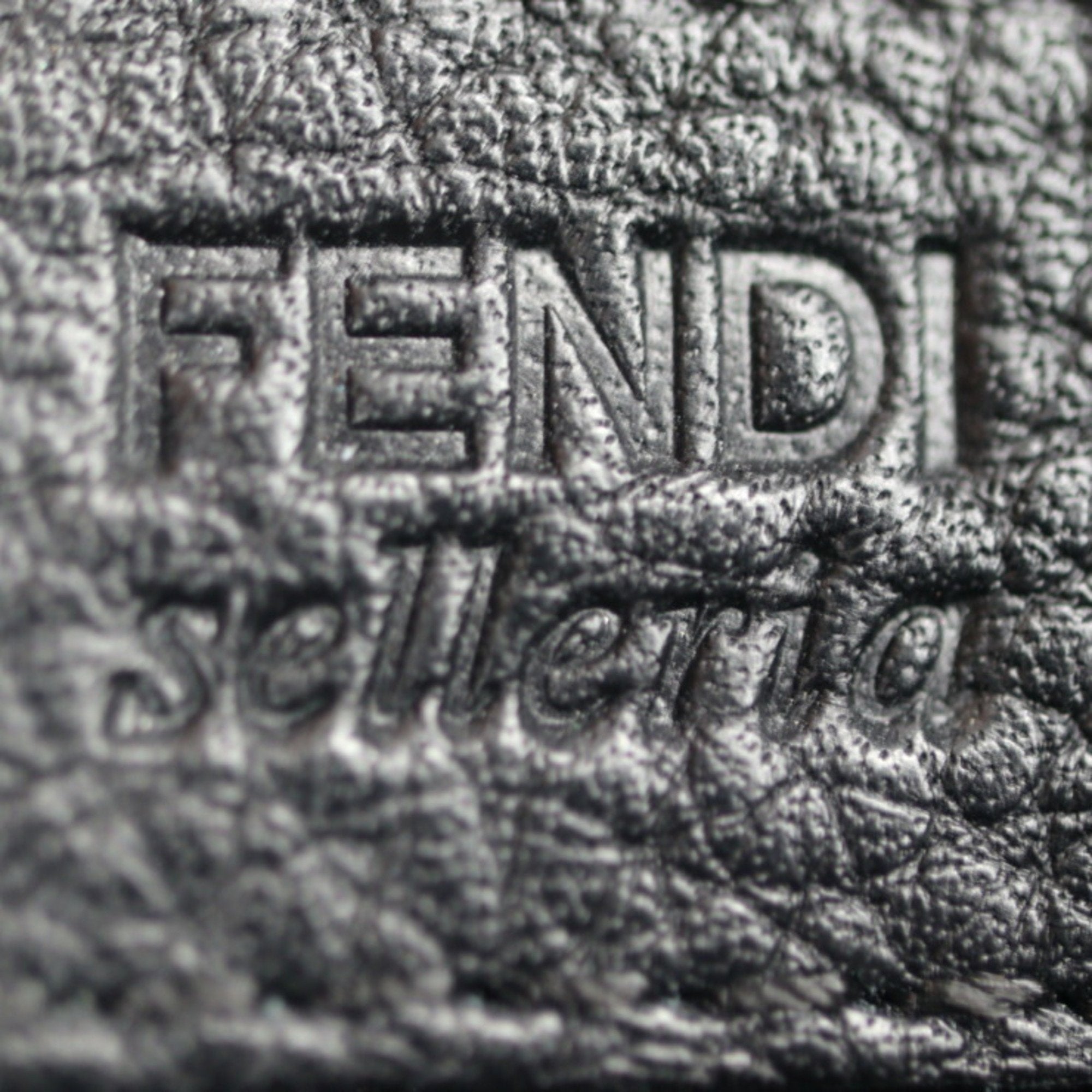 FENDI Selleria Clutch Bag 7VA376 Roman Leather Black Silver Hardware Wristlet Second Pouch