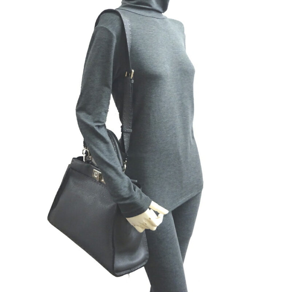 Fendi Peekaboo Medium 2Way Ladies Handbag 8BN290 Selleria Leather Gray