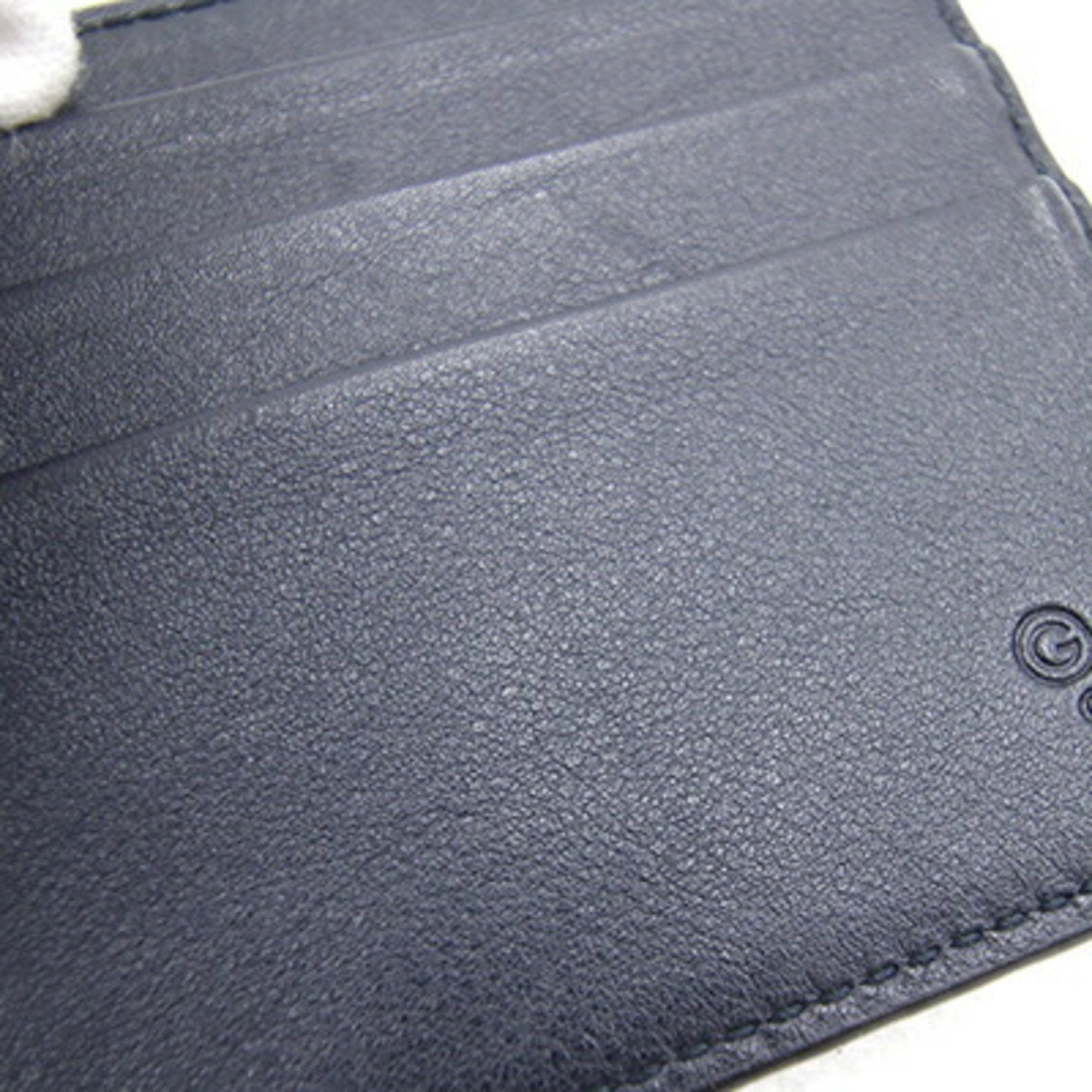 GUCCI Bifold Money Clip Micro sima 544478 Navy Leather Billfold Men's