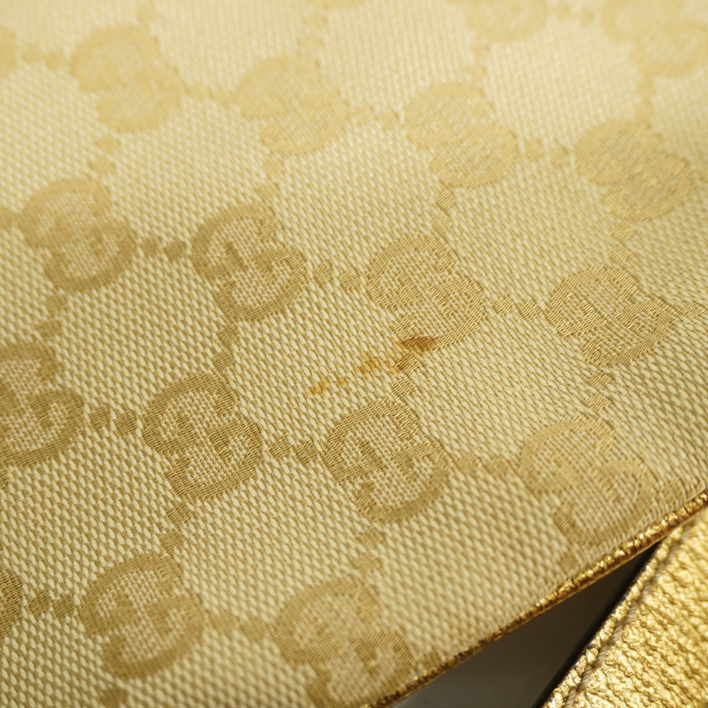 GUCCI  GG Canvas Shoulder Bag 144388 Women's Leather Beige,Gold