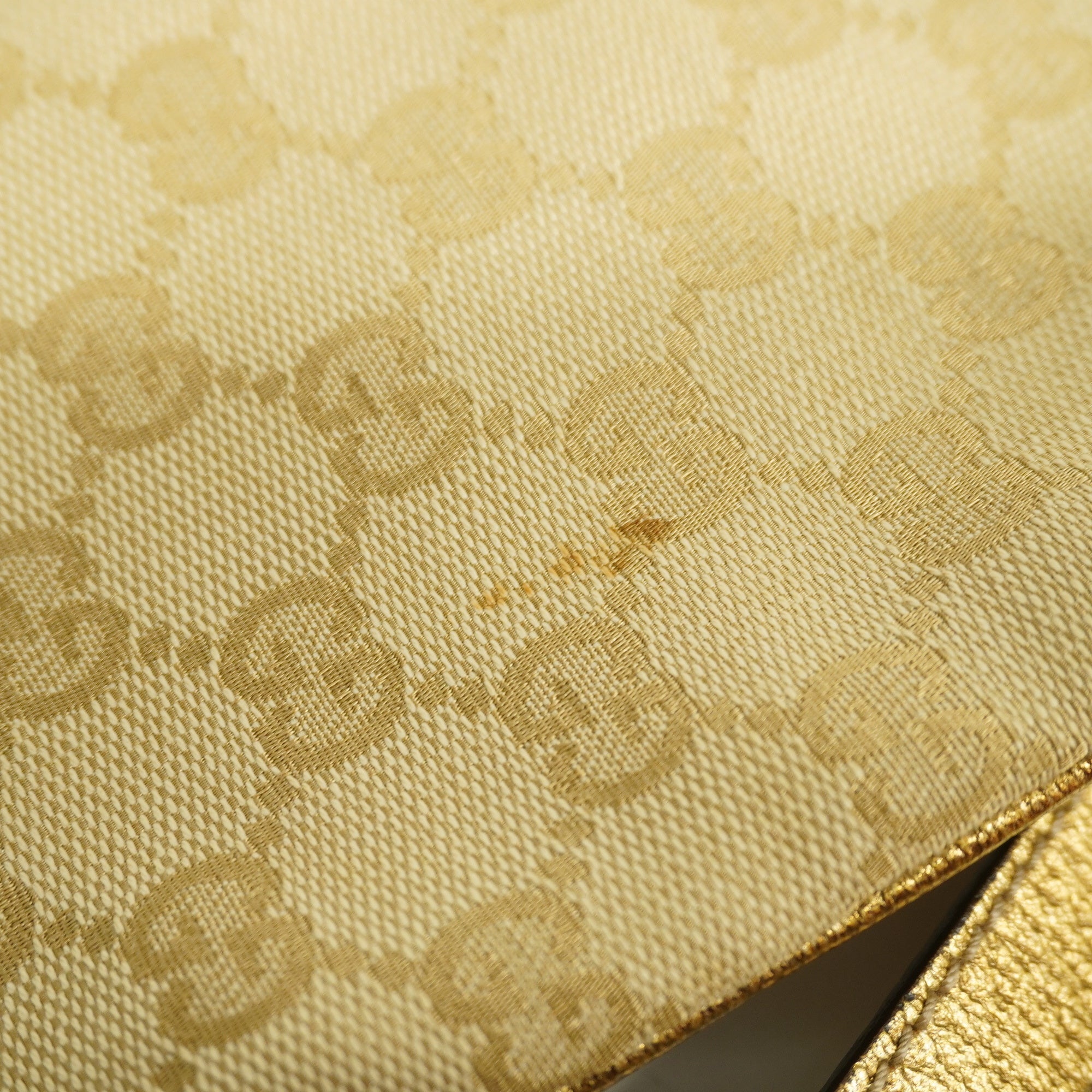 GUCCI  GG Canvas Shoulder Bag 144388 Women's Leather Beige,Gold