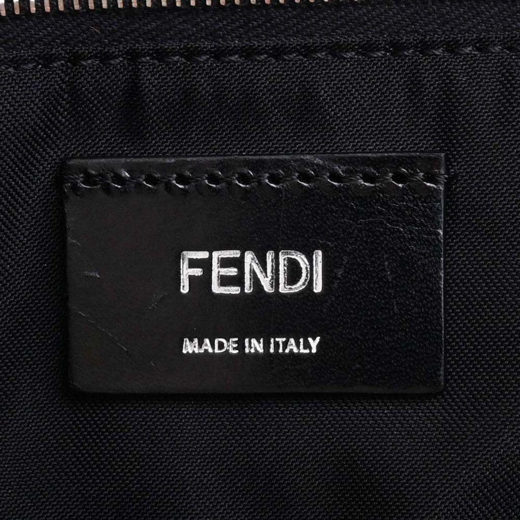 FENDI Polyamide Leather Zucca Pattern Rucksack Handbag Black Men's