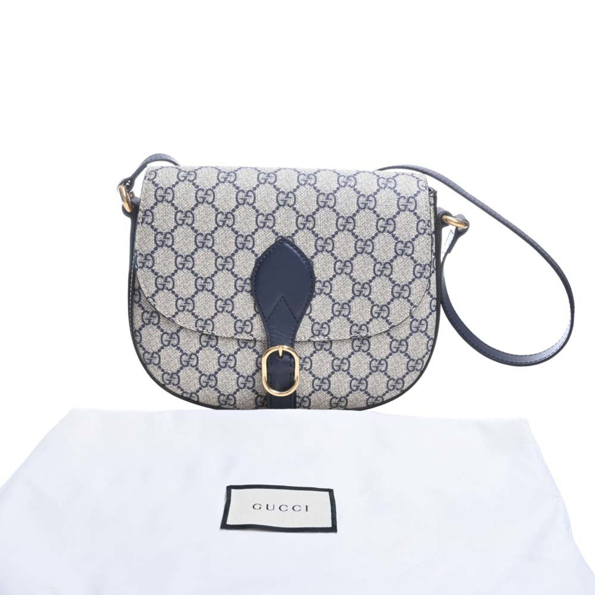 GUCCI GG Supreme Leather Shoulder Bag 432150 Navy Ladies