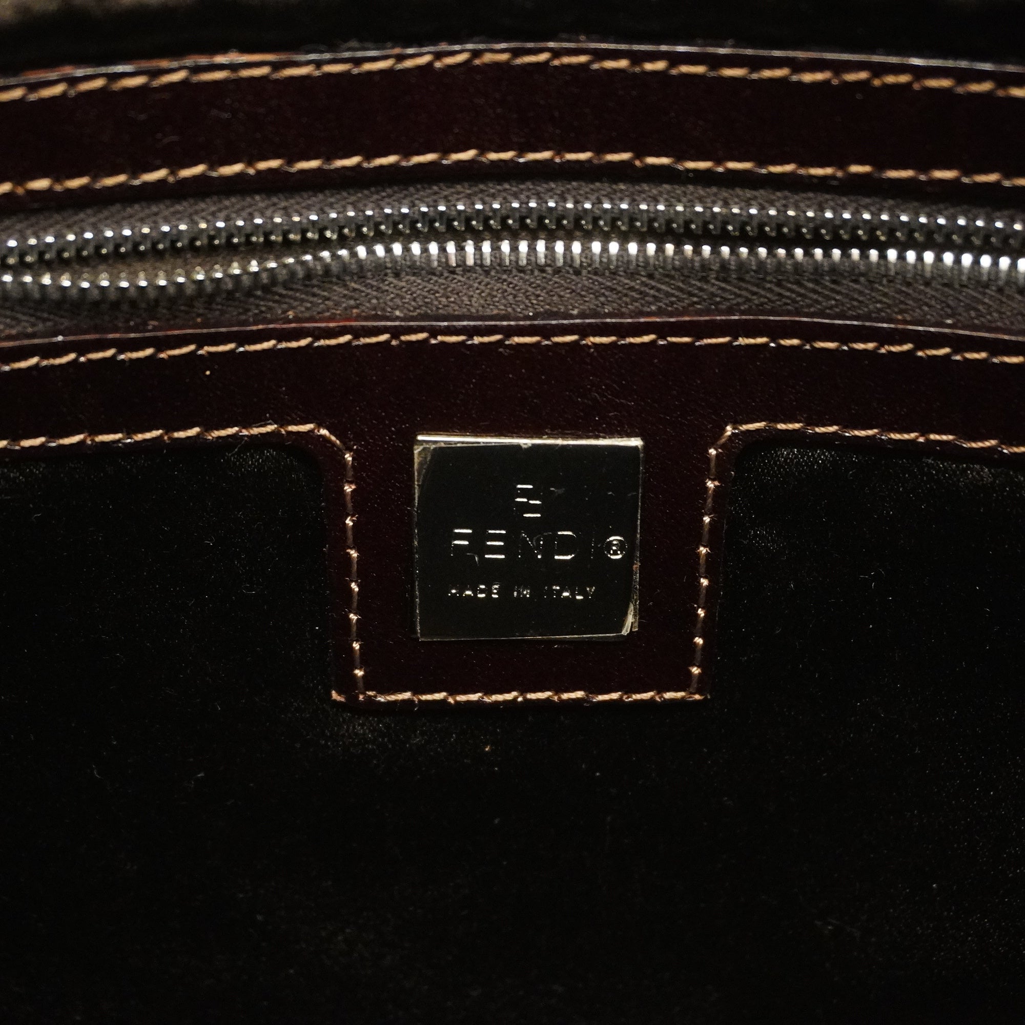 FENDIAuth  Mamma Bucket Harako Women's Leather Handbag Brown,Yellow