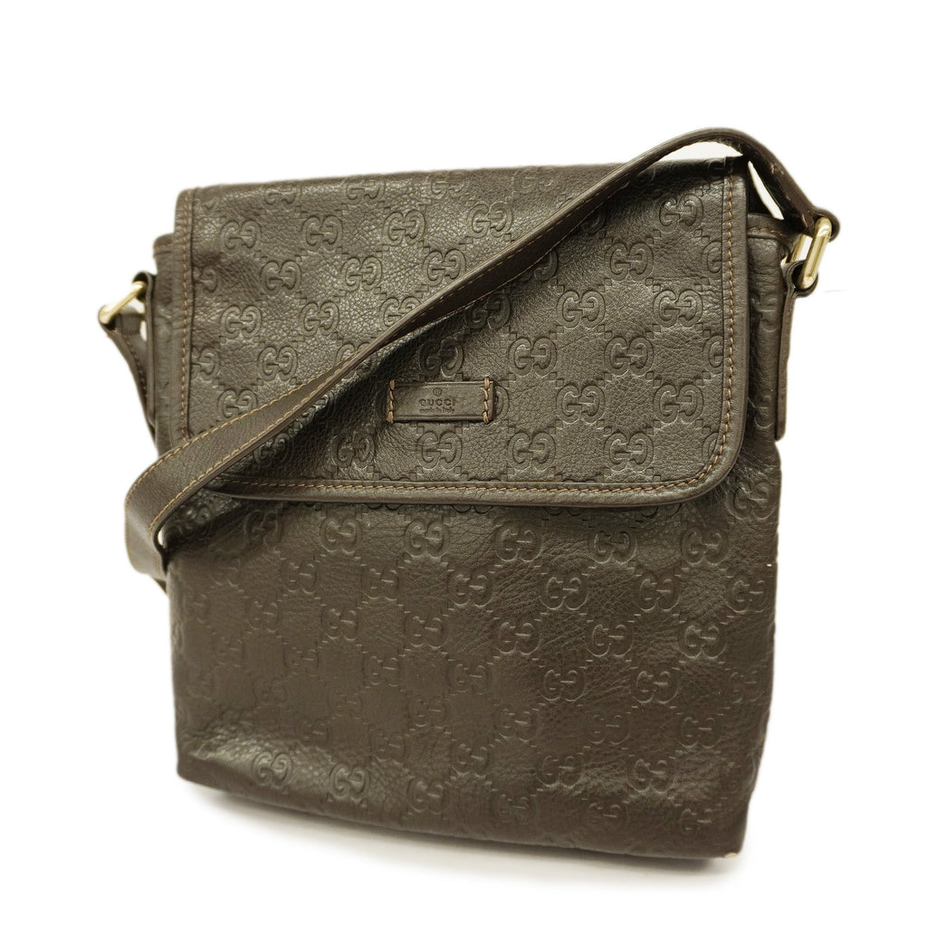 GUCCI  Sima 223666 Women's Leather Shoulder Bag Dark Brown