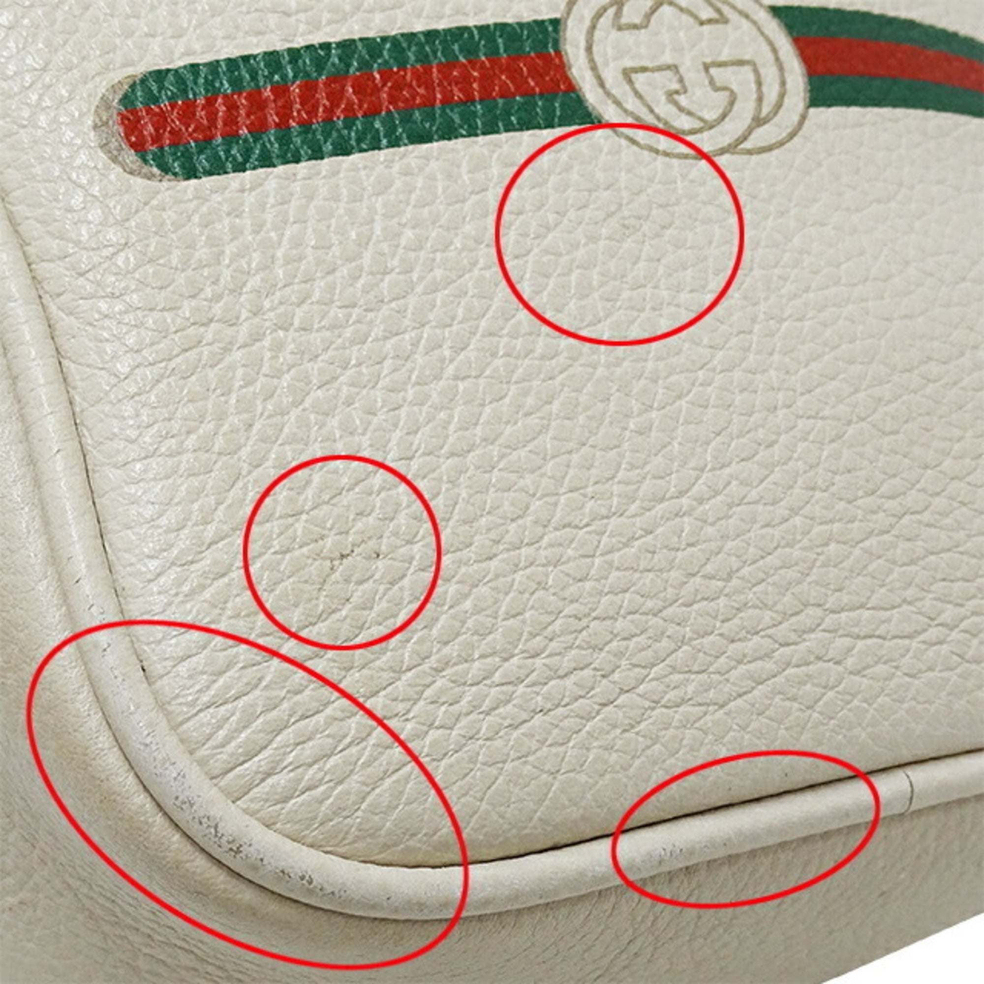 GUCCI bag ladies print shoulder leather white 574803