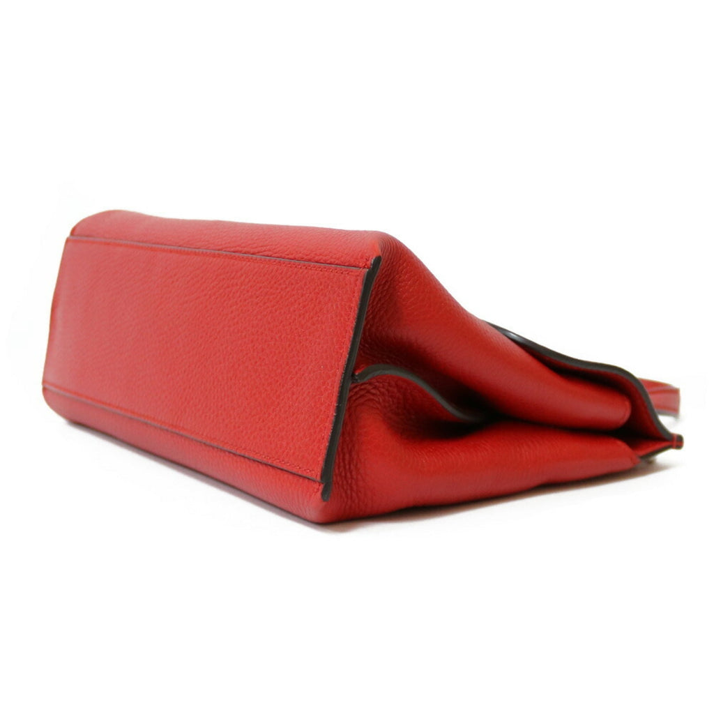 Gucci Shoulder Bag Bamboo Handbag Red Women's Leather