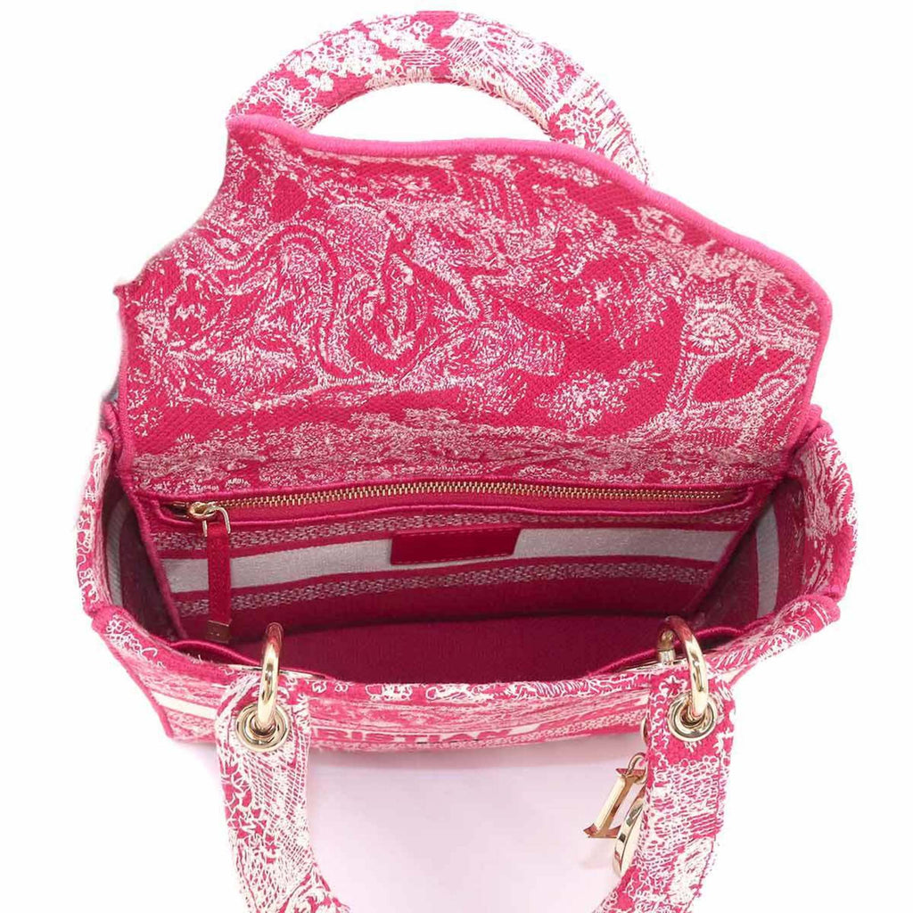 CHRISTIAN DIOR Lady Light Medium 2way Hand Shoulder Bag Canvas Pink M0565ORGO LADY D-LITE